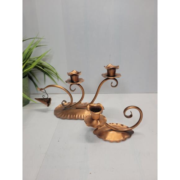 Vintage Gregorian Copper Candleholders, Candlestick Snuffer USA Made - Picture 1 of 6